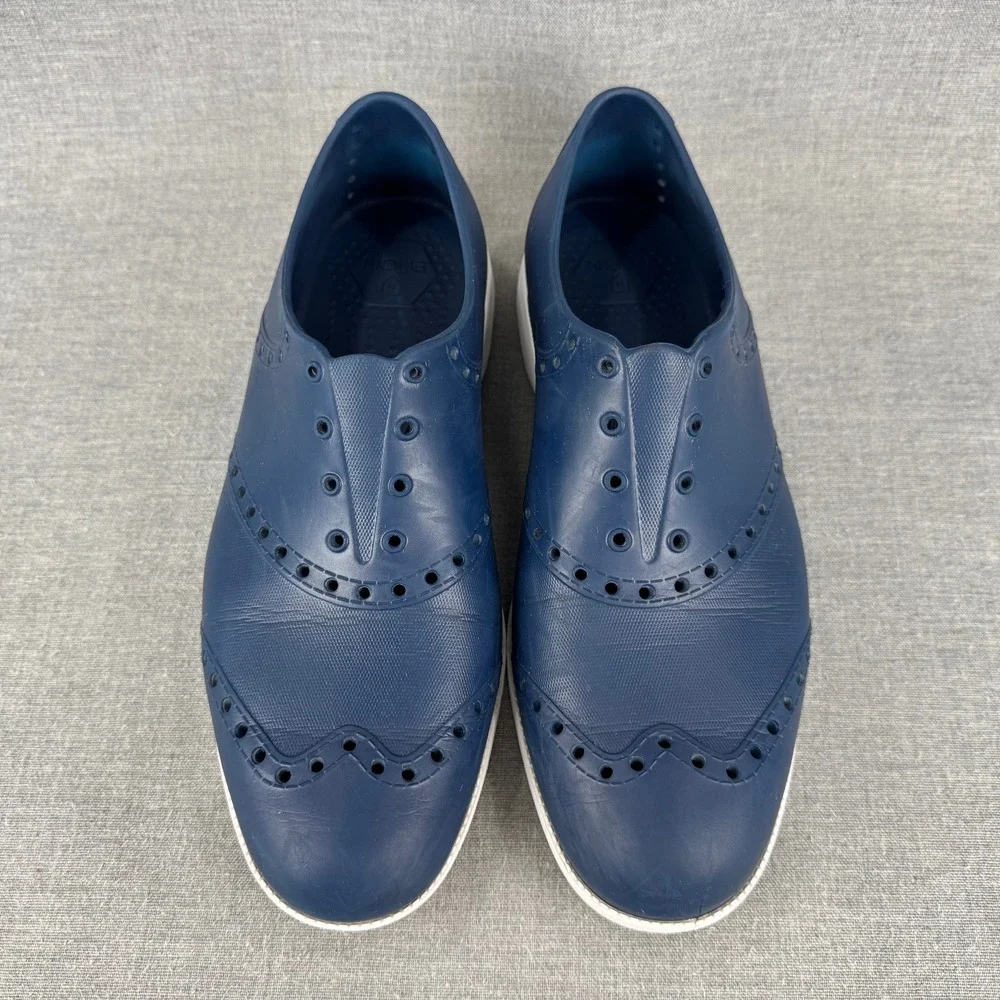 BiiON Oxford Wingtip Golf Shoes Men's Size 10 Navy Blue Spikeless Slip On
